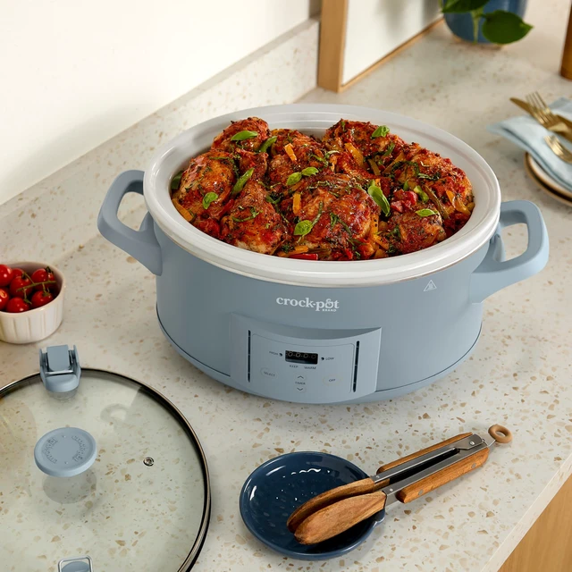 Alt view image 4 of 7 - Design Series 7-Quart Programmable Slow Cooker, Morning Haze Blue