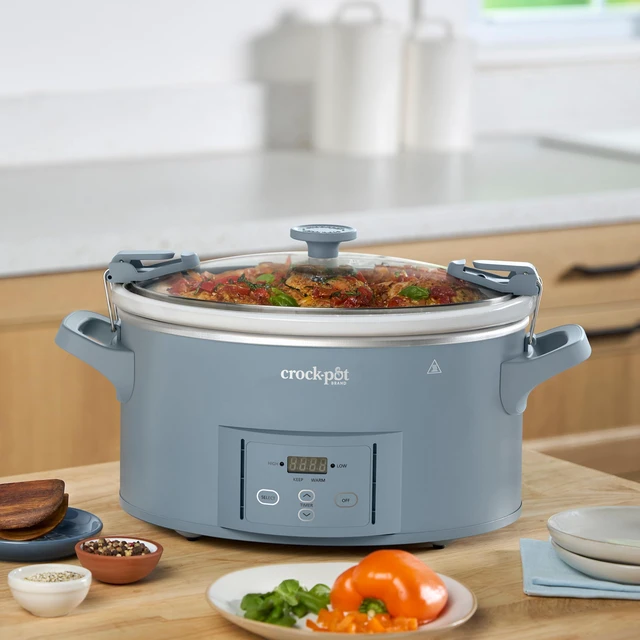 Alt view image 6 of 7 - Design Series 7-Quart Programmable Slow Cooker, Morning Haze Blue