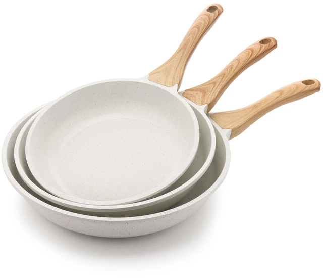 Main image of Ceramic Nonstick Frying Pan Skillets, White (9.5+11+12.5 Inch) | Nontoxic ceramic coating, PTFE & PFAS free. Compatible with all stoves including induction. Easy to clean.