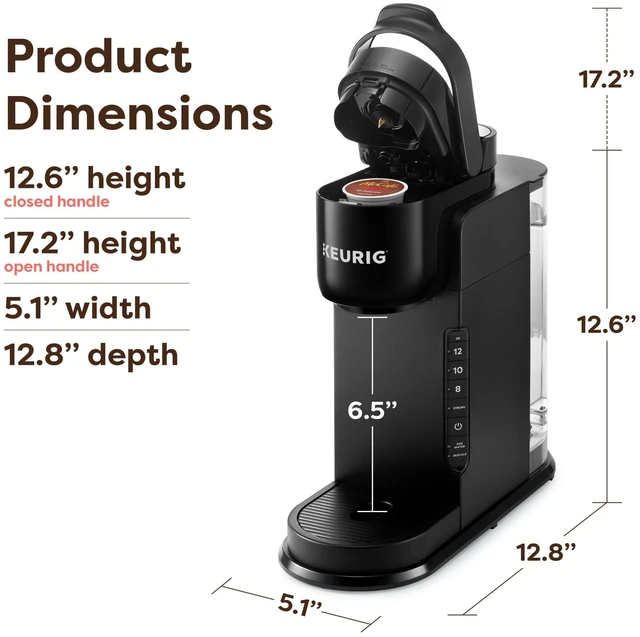 Alt view image 6 of 7 - K-Express Single Serve K-Cup Pod Coffee Maker, Black | 3 Brew Sizes, 42oz Removable Reservoir, Strong Brew Button Feature, Travel Mug Friendly, Works with All K-Cup Pods