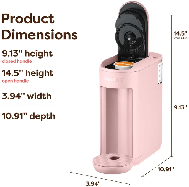 Alt view image 7 of 7 - K-Mini Mate Single Serve K-Cup Pod Coffee Maker, Pink Sands | Brews Up to 12 oz Cup, Compact Portable Coffee Machine for Small Spaces, Great for Dorms & Offices