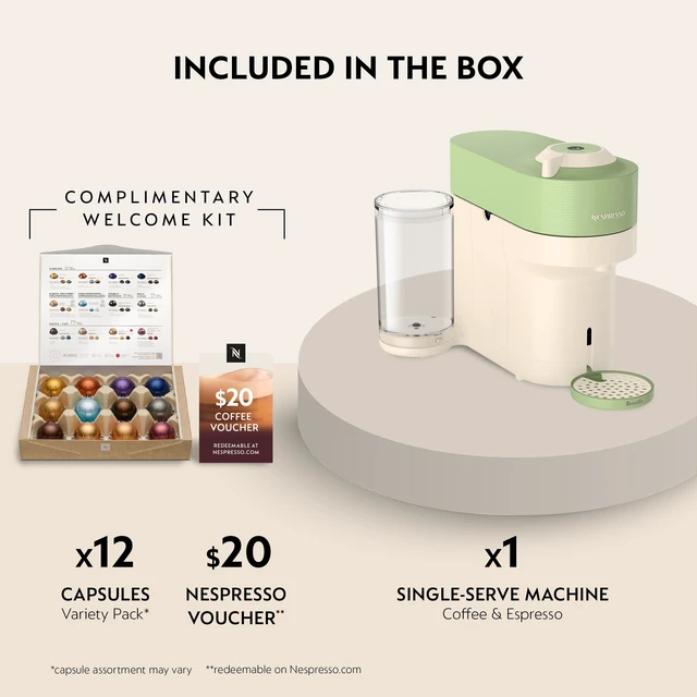 Alt view image 3 of 7 - Limited-Edition Vertuo Pop+ Coffee & Espresso Maker by Breville | Limited edition, pistachio coffee machine with compact design, 25 fl. oz. side water tank and one touch coffee and espresso.