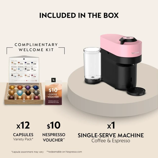 Alt view image 3 of 7 - Vertuo Pop+ Coffee & Espresso Maker by De'Longhi, Pink | Candy pink coffee machine with compact design, 25 fl. oz. side tank, 30 second heat-up and one touch brewing.