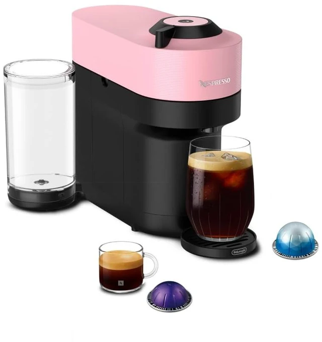 Main image of Vertuo Pop+ Coffee & Espresso Maker by De'Longhi, Pink | Candy pink coffee machine with compact design, 25 fl. oz. side tank, 30 second heat-up and one touch brewing.