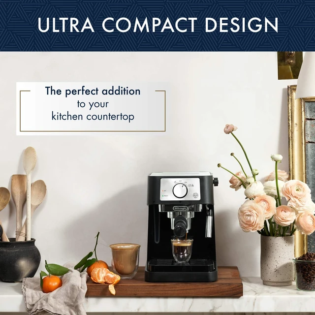 Alt view image 2 of 6 - Stilosa Compact Manual Espresso Machine, Manual Milk Frother | #1 Worldwide Espresso Machine Maker, 15 Bar Pump Pressure, Stainless Steel Boiler, Frother, Compact Design