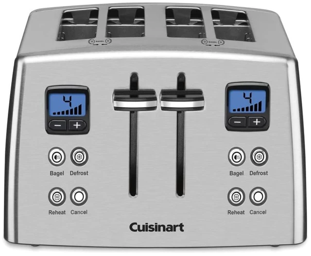 Main image of 4 Slice Countdown Motorized Toaster, Compact Design with Extra-Wide Slots for Toasting, Defrost & Reheat Functions, CPT-435P1, Stainless Steel