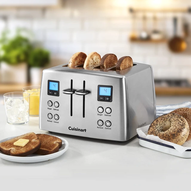 Alt view image 2 of 7 - 4 Slice Countdown Motorized Toaster, Compact Design with Extra-Wide Slots for Toasting, Defrost & Reheat Functions, CPT-435P1, Stainless Steel