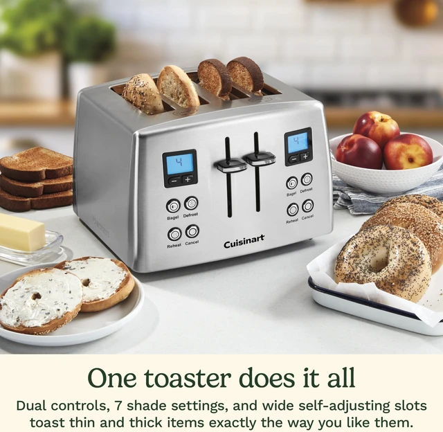 Alt view image 3 of 7 - 4 Slice Countdown Motorized Toaster, Compact Design with Extra-Wide Slots for Toasting, Defrost & Reheat Functions, CPT-435P1, Stainless Steel