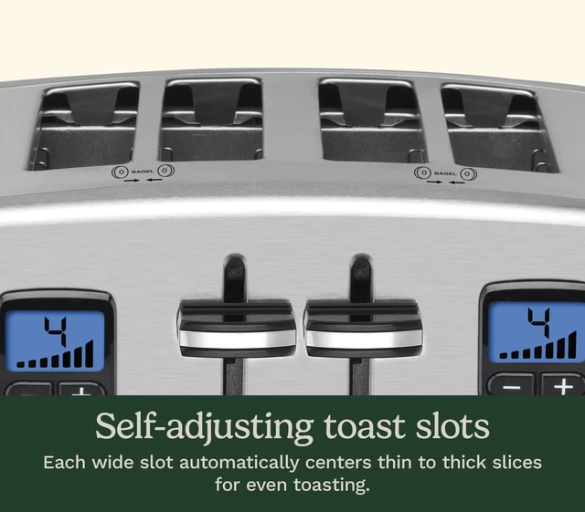 Alt view image 6 of 7 - 4 Slice Countdown Motorized Toaster, Compact Design with Extra-Wide Slots for Toasting, Defrost & Reheat Functions, CPT-435P1, Stainless Steel