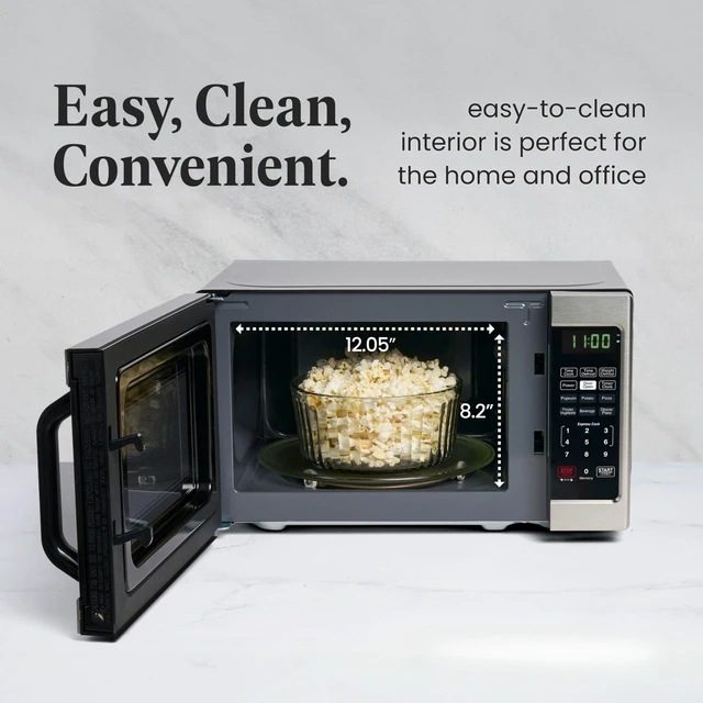 Alt view image 5 of 7 - 0.7 Cu. Ft. Countertop Microwave Oven 700 Watts Power, Auto Cook Settings, Defrost, Easy Clean and Child Safety Lock - Stainless