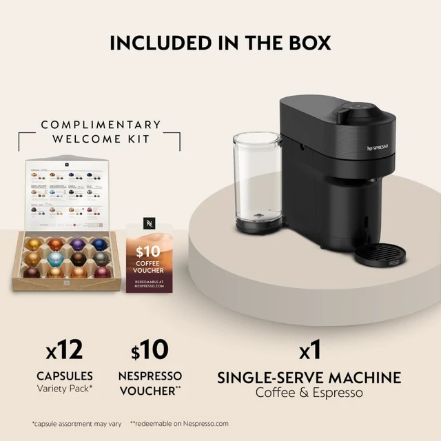 Alt view image 3 of 7 - Vertuo Pop+ Coffee and Espresso Machine by De'Longhi, Black | Black coffee machine with compact design, 25 fl. oz. side tank, 30 second heat-up and one touch brewing