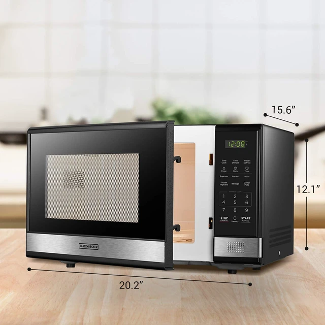 Alt view image 7 of 7 - Microwave Oven Countertop, 1.1 Cu.Ft, 1000W, Stainless Steel | Push-Button Door, Child Safety Lock, 6 Auto Cook Presets, 10 Power Levels