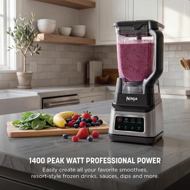 Alt view image 2 of 7 - Professional Plus Blender, Auto-iQ, 1400W, 72oz Pitcher, BN701 | 1400 peak-watt motor, 3 Auto-iQ presets for smoothies, frozen drinks & ice cream. Total Crushing blades. Dishwasher safe.