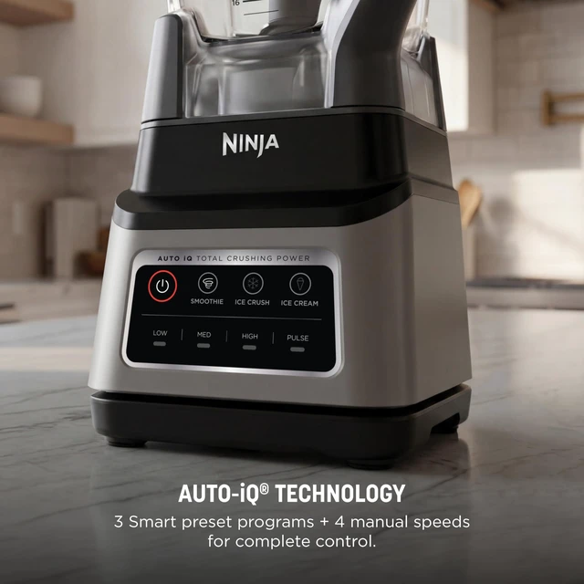 Alt view image 6 of 7 - Professional Plus Blender, Auto-iQ, 1400W, 72oz Pitcher, BN701 | 1400 peak-watt motor, 3 Auto-iQ presets for smoothies, frozen drinks & ice cream. Total Crushing blades. Dishwasher safe.