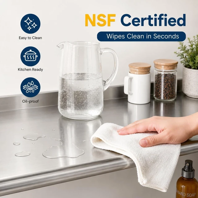 Alt view image 3 of 7 - 14 x 24 Inch Stainless Steel Wall Shelves, 2 Pack, NSF Certified | with Backsplash, Commercial Shelving for Restaurant, Kitchen and Garage; 280 lb Capacity Per Shelf, Reinforced Support