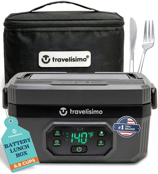 Main image of Heated Lunch Box Cordless XL 6.8 Cups Electric Lunch Box Battery Powered, Portable Food Warmer for Travel & Work, Rechargeable Lonchera Eléctrica Portátil para Calentar Almuerzo