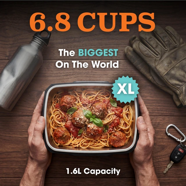 Alt view image 4 of 7 - Heated Lunch Box Cordless XL 6.8 Cups Electric Lunch Box Battery Powered, Portable Food Warmer for Travel & Work, Rechargeable Lonchera Eléctrica Portátil para Calentar Almuerzo