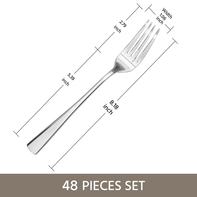 Alt view image 2 of 7 - Forks 48 Piece Dinner Forks Set, 18/10 Stainless Steel | Food Grade, Mirror Polished, Dishwasher Safe, 8.18 Inch, Rust Resistant, for Home Kitchen, Weddings, Parties & Restaurants