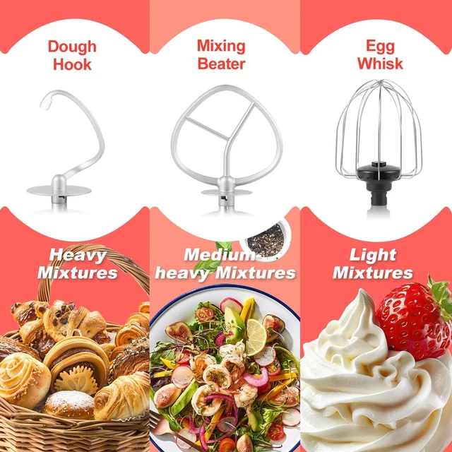 Alt view image 4 of 7 - Stand Mixer, Electric Food Mixer with Digital Switch Control, 650W | Adjustable 8-Speed & Timer, Tilt-Head Kitchen Mixer with 5-Quart Bowl, Dough Hook, Beater, Whisk and Splash Guard