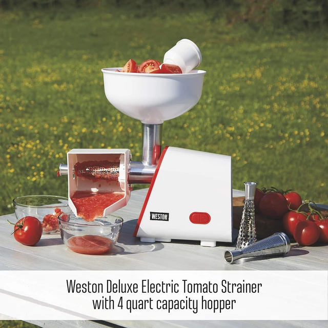 Alt view image 2 of 7 - Deluxe Electric Tomato Strainer, Food Mill & Sauce Maker | For Purees, Jellies & Salsa | 1 Gallon Hopper | 250 Watt Motor | 1.5mm, 3mm & 6mm Screens | 82-0250-W