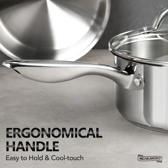 Alt view image 4 of 7 - Saucepan Set 6pc, Triply Stainless Steel Sauce Pan with Lids 1QT & 2QT &3QT, Kitchen Cooking Pot for Home Use, Dishwasher Safe & Induction Compatible