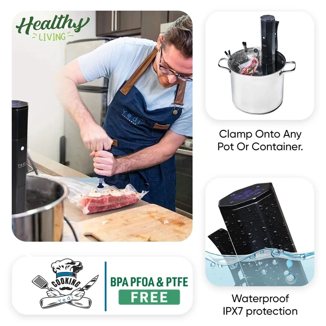 Alt view image 5 of 7 - Sous Vide Cooker Kit, 1000W Sous Vide Machine, 20 Bags & Pump | Sous Vide Cooker