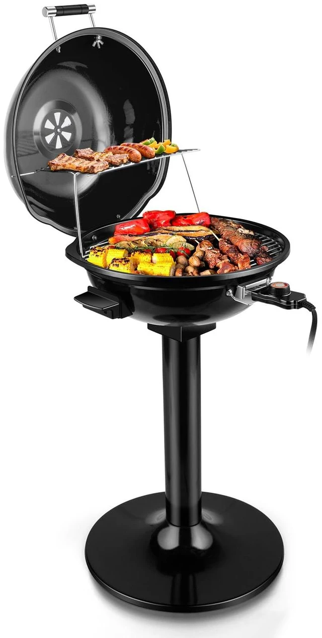 Main image of Electric Grill, Indoor/Outdoor Electric BBQ Grill, 1600W Portable Removable Stand Grill with Adjustable Heat & Drip Tray, Double Layer Design for Party, Patio & Backyard (Black)