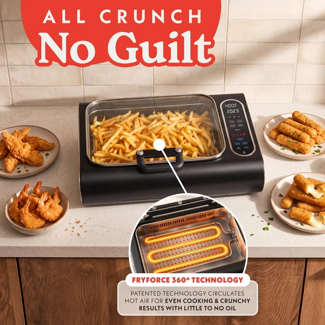 Alt view image 3 of 7 - Electric Smokeless Grill & Air Fryer - 5-in-1 with Glass Lid | Korean BBQ Grill with Smoke Extractor, Digital Display, Adjustable Time & Temperature 170°F510°F, Dishwasher-Safe Parts