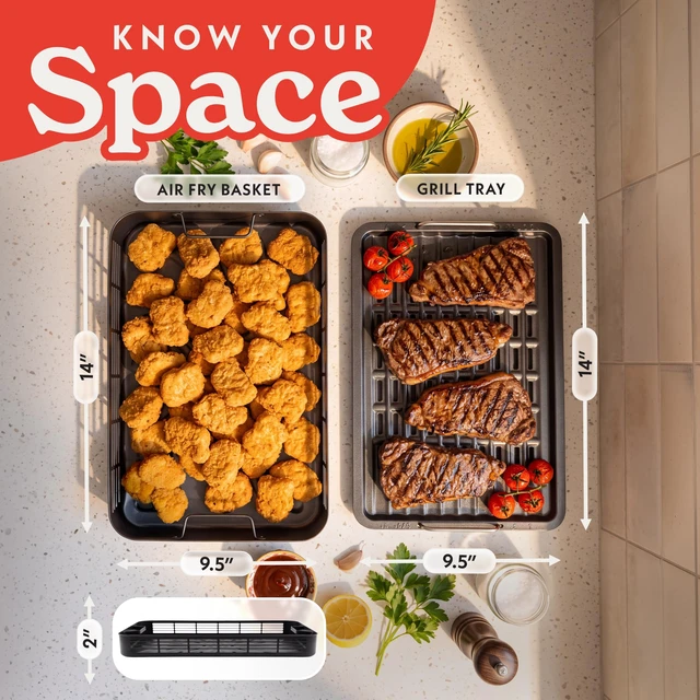 Alt view image 7 of 7 - Electric Smokeless Grill & Air Fryer - 5-in-1 with Glass Lid | Korean BBQ Grill with Smoke Extractor, Digital Display, Adjustable Time & Temperature 170°F510°F, Dishwasher-Safe Parts