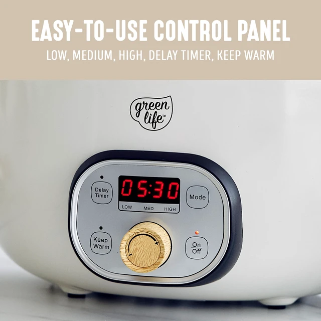 Alt view image 4 of 7 - 8QT Ceramic Nonstick Slow Cooker, Cooktop/Oven Safe, Cream | PFAS-Free Nonstick Removeable Inner Pot, Dishwasher Safe Components, Programmable, Keep Warm, Delay Timer, Extra Large