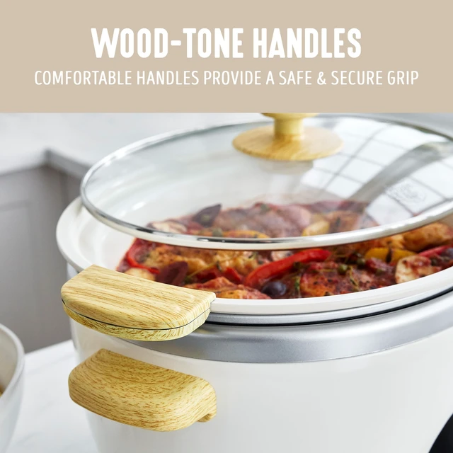 Alt view image 5 of 7 - 8QT Ceramic Nonstick Slow Cooker, Cooktop/Oven Safe, Cream | PFAS-Free Nonstick Removeable Inner Pot, Dishwasher Safe Components, Programmable, Keep Warm, Delay Timer, Extra Large