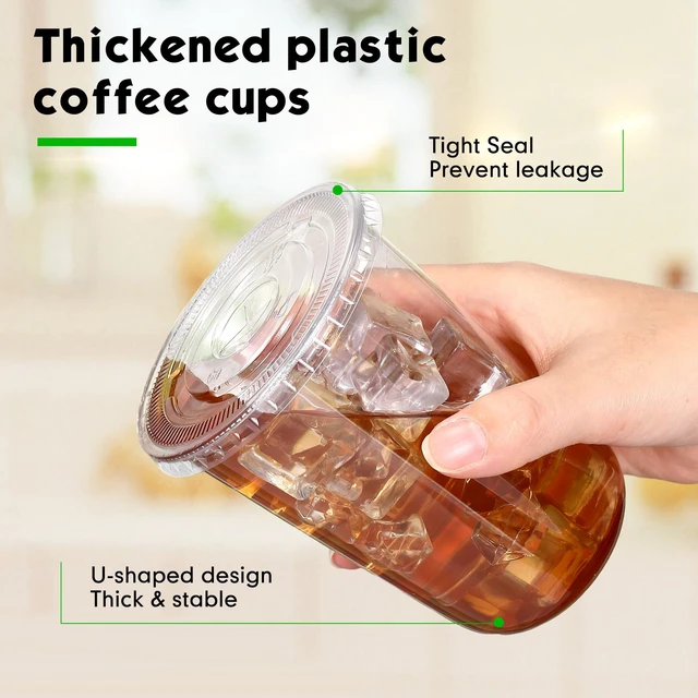 Alt view image 4 of 6 - 500 Sets 16oz Clear Plastic Cups with Lids Straws Disposable Cups | Iced Coffee Clear Round Bottom Drinking PET Cold Drinks Juice Smoothie Coffee Shops Party Wedding Christmas Valentine's Day