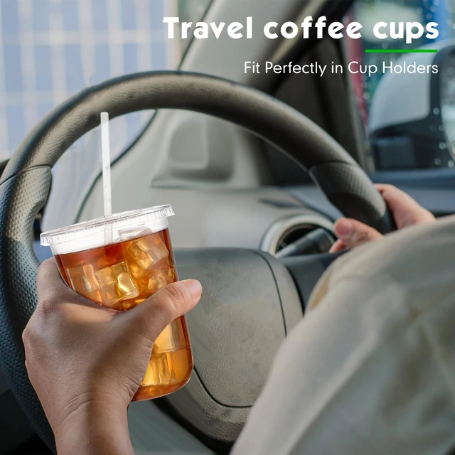 Alt view image 6 of 6 - 500 Sets 16oz Clear Plastic Cups with Lids Straws Disposable Cups | Iced Coffee Clear Round Bottom Drinking PET Cold Drinks Juice Smoothie Coffee Shops Party Wedding Christmas Valentine's Day