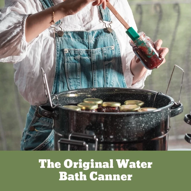 Alt view image 2 of 7 - Canning Pot with Rack - 8 Piece Set Enamelware Water bath canner - Canning Starter Kit