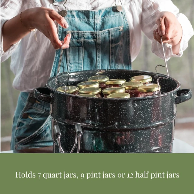 Alt view image 6 of 7 - Canning Pot with Rack - 8 Piece Set Enamelware Water bath canner - Canning Starter Kit