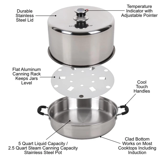 Alt view image 5 of 6 - Steam Canner with Temperature Indicator (Stainless Steel Steam Canner)
