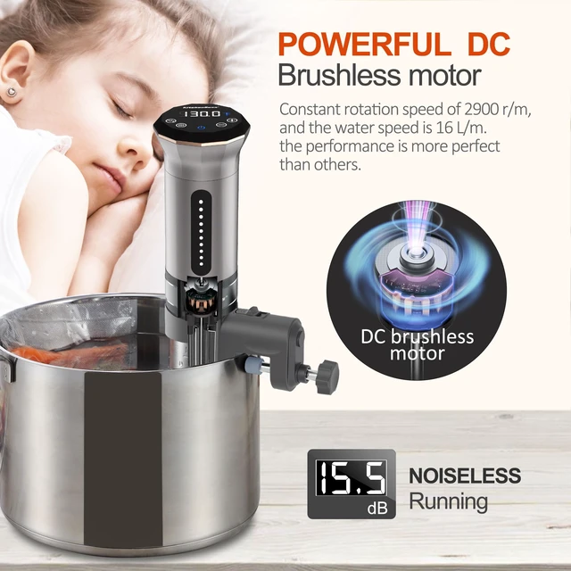 Alt view image 3 of 7 - Sous Vide Cooker Machine Ultra-quiet 1100 Watts Sous Vide G300S | Precision Cooker IPX7 Waterproof Stainless Steel, Suvee Cooker Immersion Circulator Accurate Temp Digital LED Touch Screen