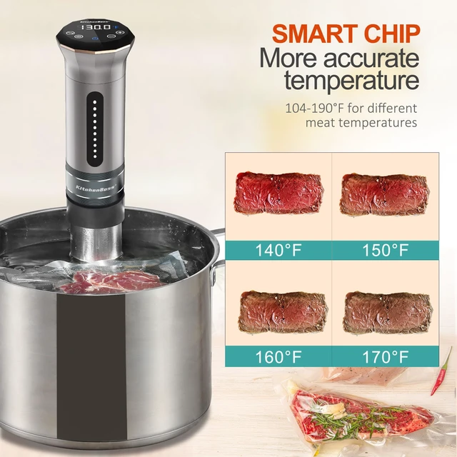 Alt view image 4 of 7 - Sous Vide Cooker Machine Ultra-quiet 1100 Watts Sous Vide G300S | Precision Cooker IPX7 Waterproof Stainless Steel, Suvee Cooker Immersion Circulator Accurate Temp Digital LED Touch Screen