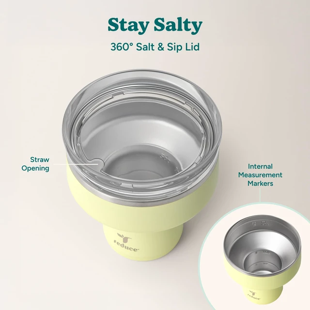 Alt view image 5 of 7 - Saltini 16oz Margarita Tumbler - Insulated Cocktail Glass - 4 Pack | 360 sippable martini glass alternative, keeps drinks cold for 10 hours, multicolor,saltable splash-proof lid,cocktail tumbler