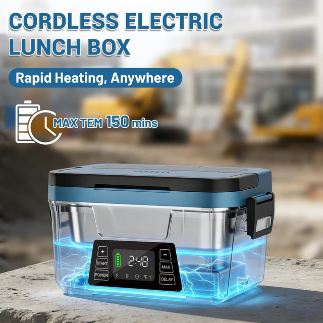 Alt view image 3 of 7 - Cordless Electric Lunch Box for Adults-APP Control Heated Lunch Box for Men | Automatic Heating Heated Lunch Box with Timer/Memory,Portable Food Warmer Battery Powered Lunchbox 248