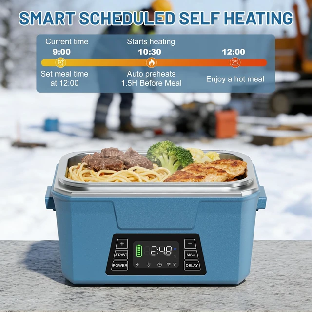 Alt view image 5 of 7 - Cordless Electric Lunch Box for Adults-APP Control Heated Lunch Box for Men | Automatic Heating Heated Lunch Box with Timer/Memory,Portable Food Warmer Battery Powered Lunchbox 248
