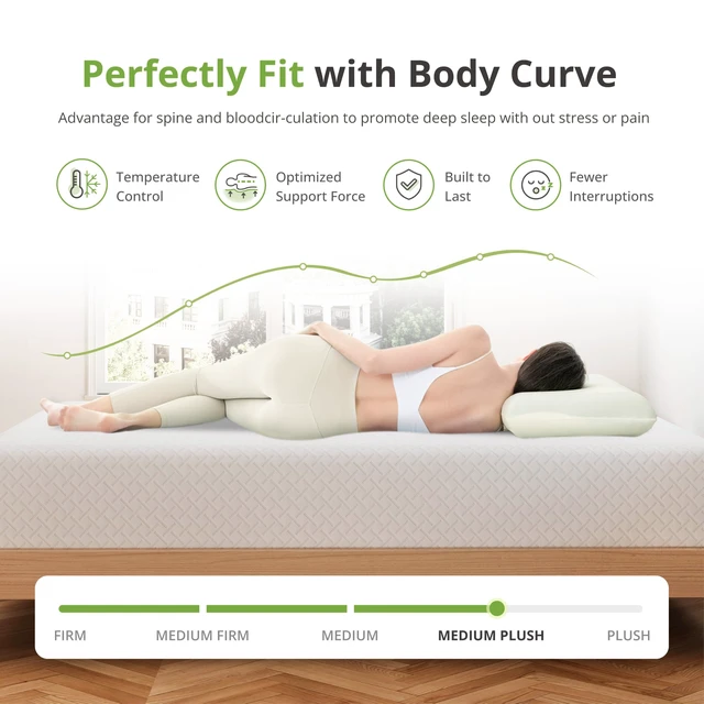 Alt view image 3 of 7 - Twin XL Memory Foam Mattress 5 Inch, Green Tea, Bed in A Box | Relieve Pressure with Medium Firm Support, Cooling Green Tea Gel, CertiPUR-US Certified, Fiberglass Free, 80'' x 38'', White
