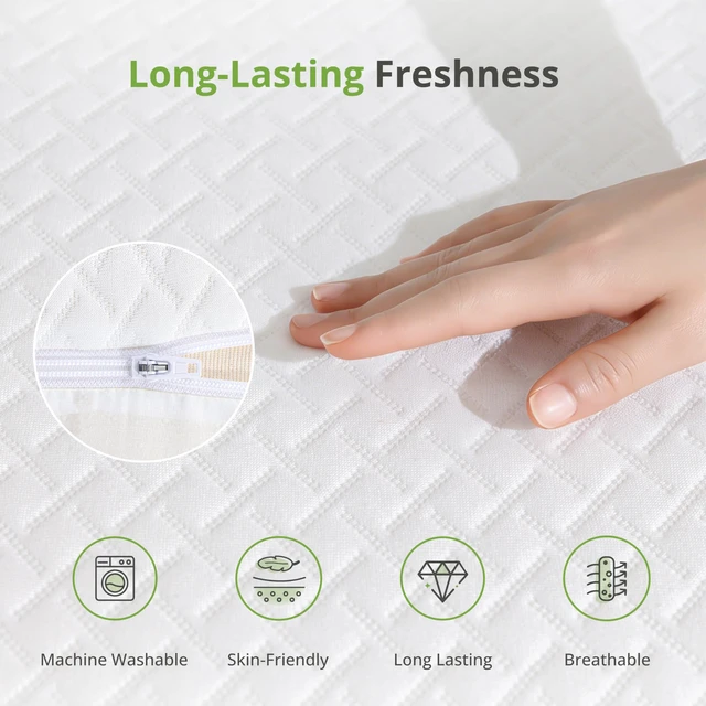 Alt view image 4 of 7 - Twin XL Memory Foam Mattress 5 Inch, Green Tea, Bed in A Box | Relieve Pressure with Medium Firm Support, Cooling Green Tea Gel, CertiPUR-US Certified, Fiberglass Free, 80'' x 38'', White
