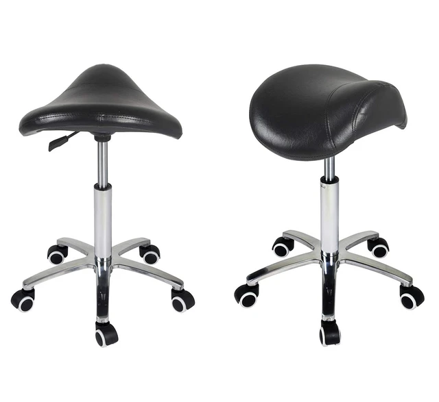 Alt view image 2 of 7 - Saddle Stool Rolling Chair for Medical Massage Salon Kitchen Spa Drafting,Adjustable Hydraulic Stool with Wheels (Without Backrest, Black)