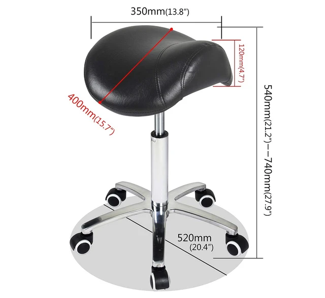 Alt view image 7 of 7 - Saddle Stool Rolling Chair for Medical Massage Salon Kitchen Spa Drafting,Adjustable Hydraulic Stool with Wheels (Without Backrest, Black)