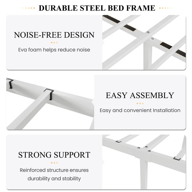Alt view image 6 of 7 - Twin Size Metal Bed Frame with Butterfly Headboard, White | Metal Platform Bed for Kids, Wrought Iron-Art Headboard/Footboard, Under-Bed Storage, No Box Spring Needed, Easy Assembly