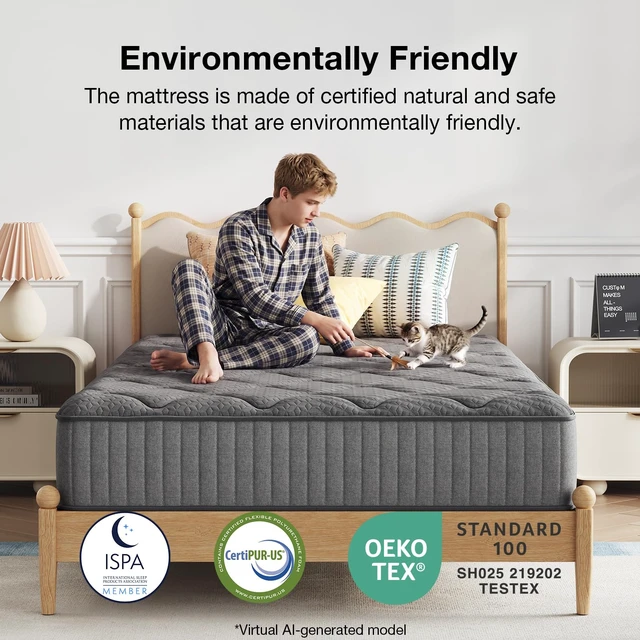 Alt view image 7 of 7 - Twin Mattress,6 Inch Hybrid Twin Size Mattress | with Bonnell Coil & Gel Memory Foam for Pressure Relief & Breathable Construction Mattresses in a Box CertiPUR-US Certified