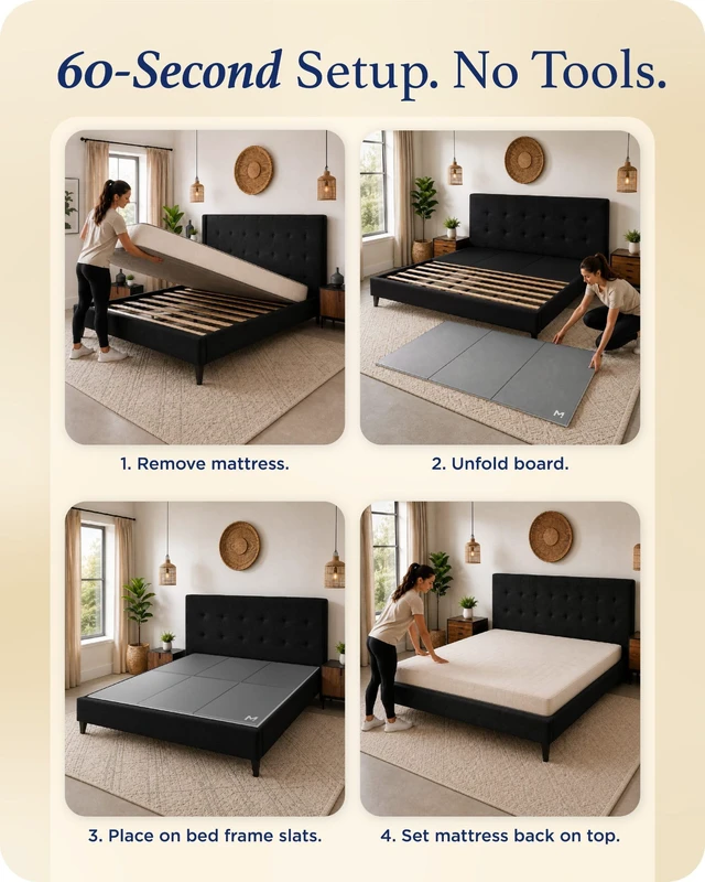 Alt view image 7 of 7 - Original Bunkie Board Queen Size (60x80) - Under Bed Support | Non-Slip Breathable Bed Support Board for Slatted Bed Frame, Anti-Sag, Noise Minimizing Moisture Resistant Bed Board