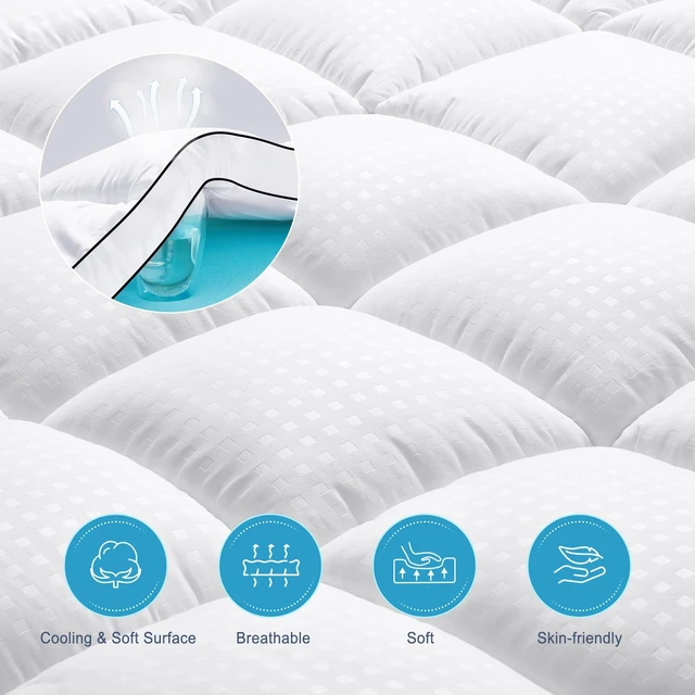 Alt view image 5 of 7 - King Size Dual Layer 4 Inch Memory Foam Mattress Topper, 2 Inch Gel Memory Foam and 2 Inch Cooling Pillow Top Mattress Pad Cover for Back Pain, Medium Support