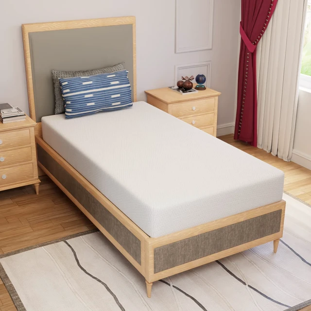 Alt view image 5 of 7 - 8 Inch Twin Mattress | White | Green Tea Gel Memory Foam | Medium Firm Feel | Pressure Relieving, Cooling & Breathable | Fiberglass Free | Bed-in-a-box | CertiPUR-US Certified